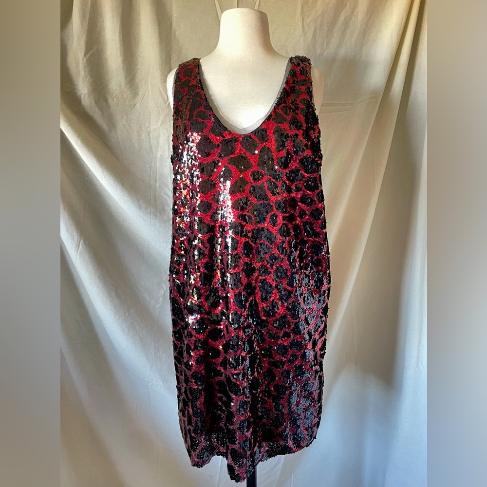 Zara Sequin Mini Dress NWT L - Red & Black